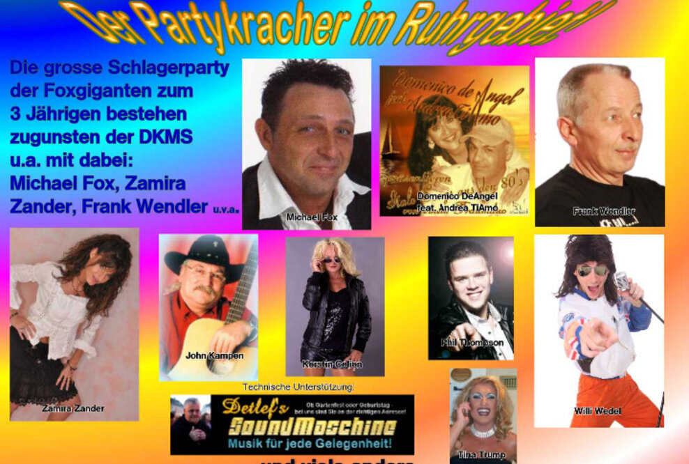 Benefiz-Veranstaltung zugunsten der DKMS – Die große Schlagerparty der Foxgiganten