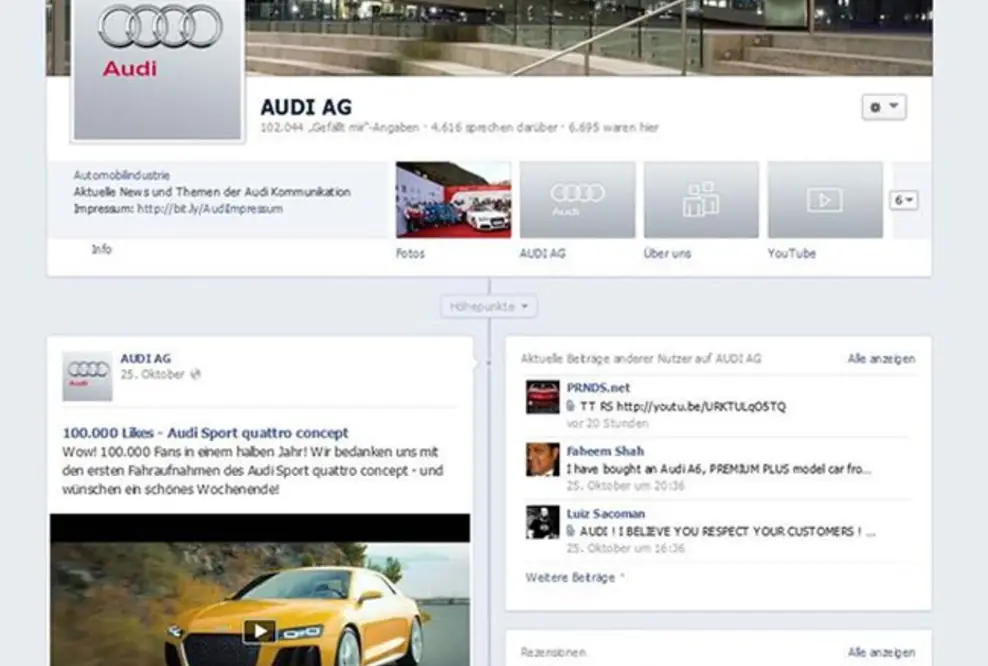 Audi Kommunikation punktet im Social Web