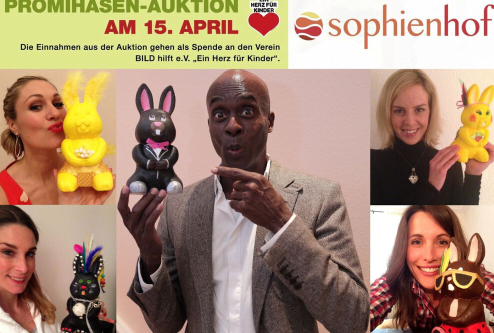 Prominente bemalen und versteigern Charity-Osterhasen im Sophienhof Kiel