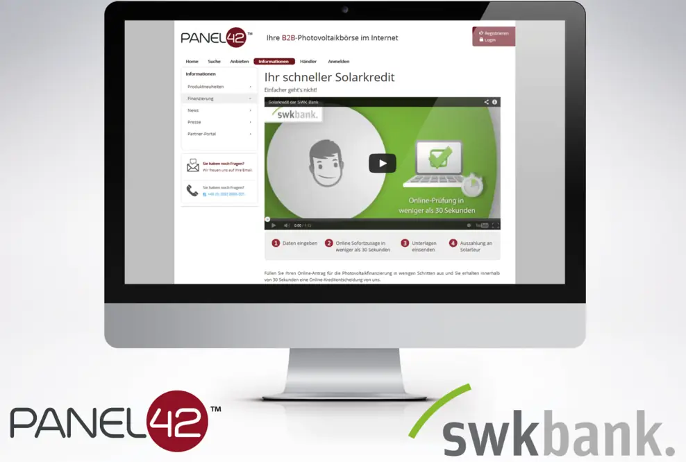 Panel42 und die SWK Bank kooperieren bei der Finanzierung von Photovoltaikanlagen