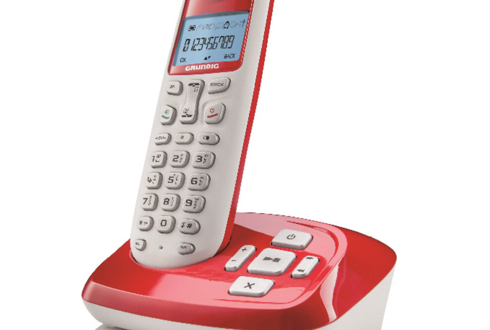 Bunter Hingucker: Schnurlostelefon von Grundig