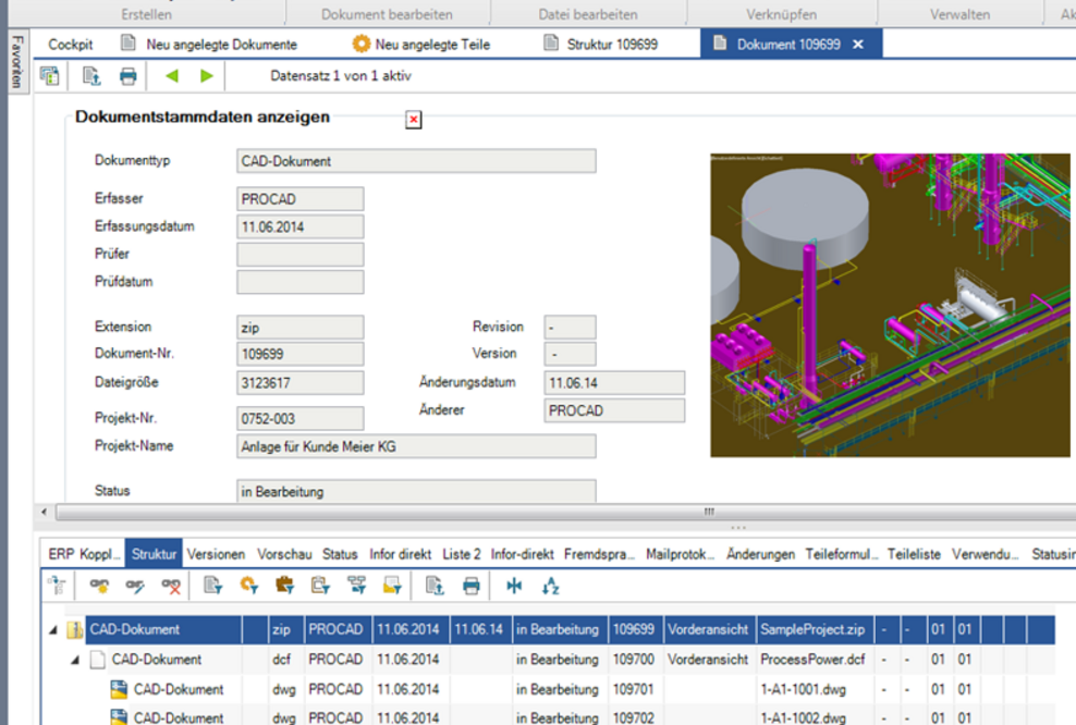 PROCAD integriert PDM-Software PRO.FILE in Autodesk AutoCAD Plant 3D