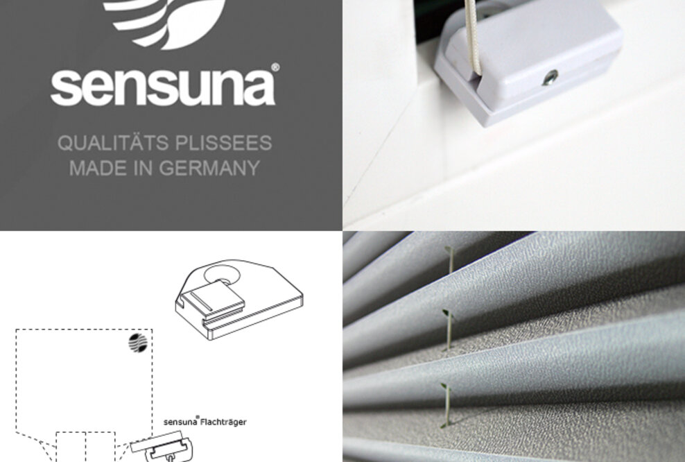 Verspannte Plissee Montage in schmalen Glasleisten