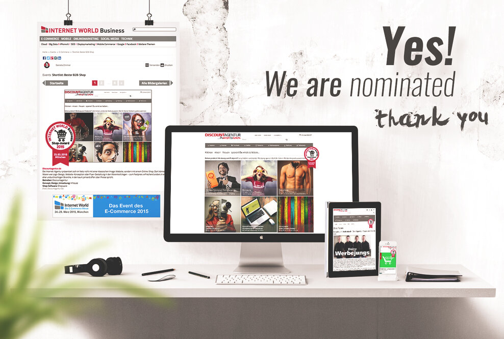 INTERNET WORLD BUSINESS nominiert Discountagentur auf der Shortlist der besten B2B Shops 2015