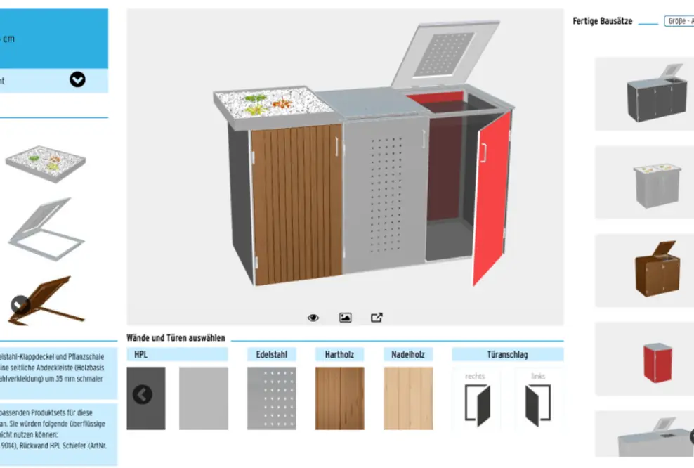 Mülltonnenbox-System BINTO per 3D-Konfigurator erfolgreich im Onlinevertrieb