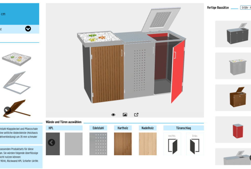 Mülltonnenbox-System BINTO per 3D-Konfigurator erfolgreich im Onlinevertrieb