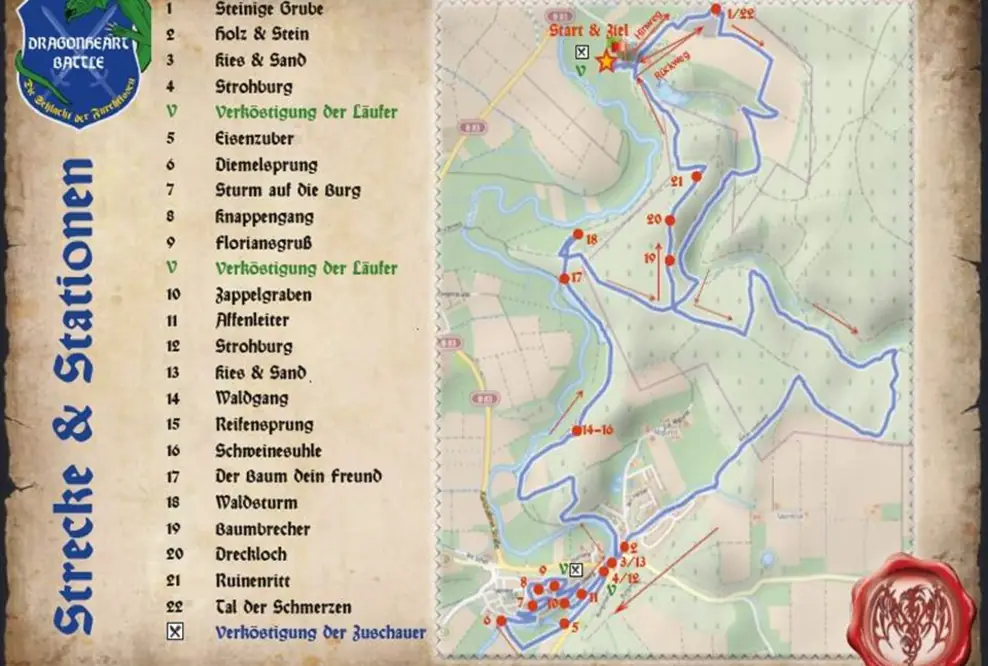 Die Jagd auf den Drachen kann beginnen: Finale Strecke und Stationen des Obstacle Course Run DragonheartBattle