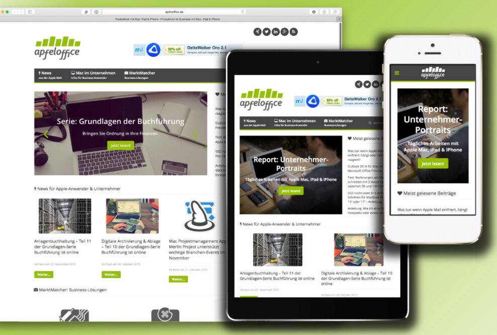 Onlineportal apfeloffice erhält neues, mobiltaugliches Design