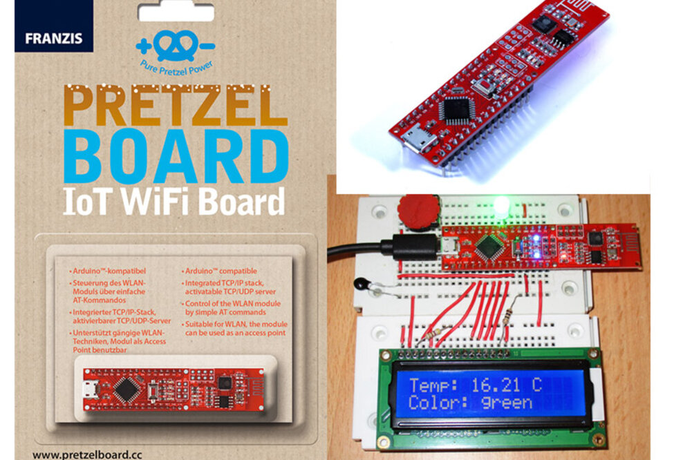 Neues IoT-WiFi-Board für Arduino™ Technologie - FRANZIS entwickelt Pretzel-Board
