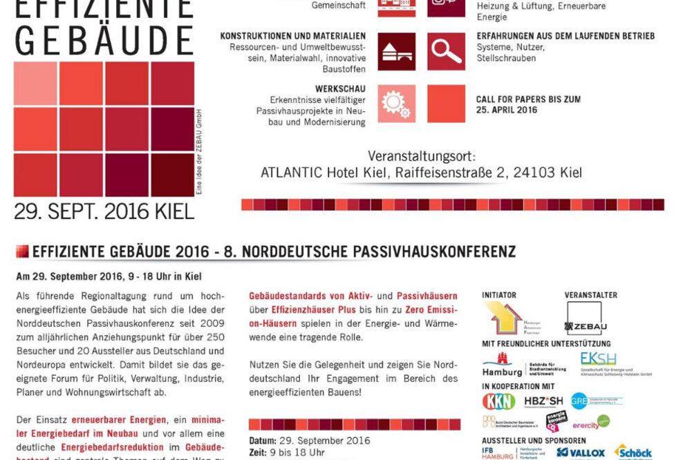 Effiziente Gebäude 2016 - 8. Norddeutsche Passivhauskonferenz