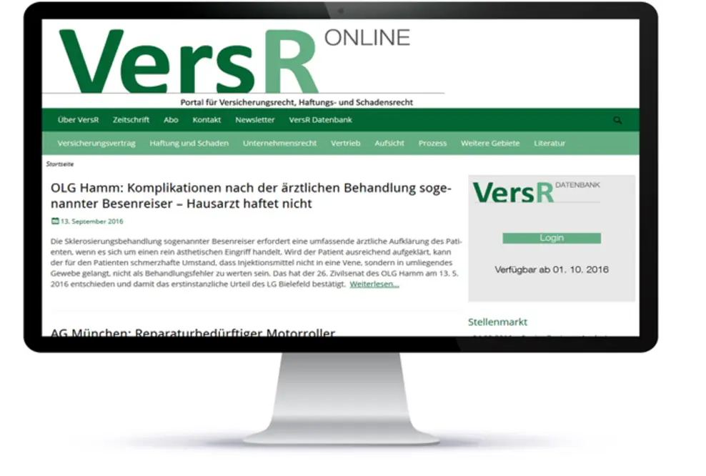 Zeitschrift Versicherungsrecht (VersR) geht mit Online-Portal neue Wege
