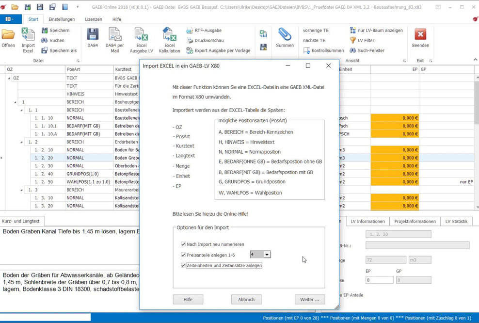 GAEB-Online 2018 – das Universalwerkzeug für GAEB und Excel
