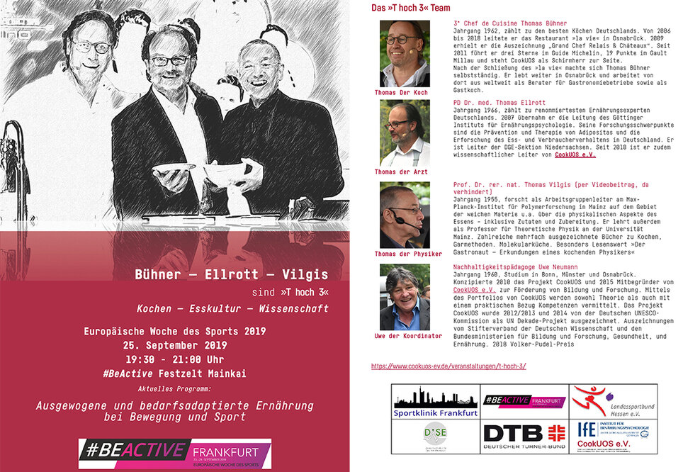 Wissenschaftliche Kochshow zu Gast auf der BeActive 2019 25.9.2019 Frankfurt. mainkai 19:30 - 21:00 Uhr