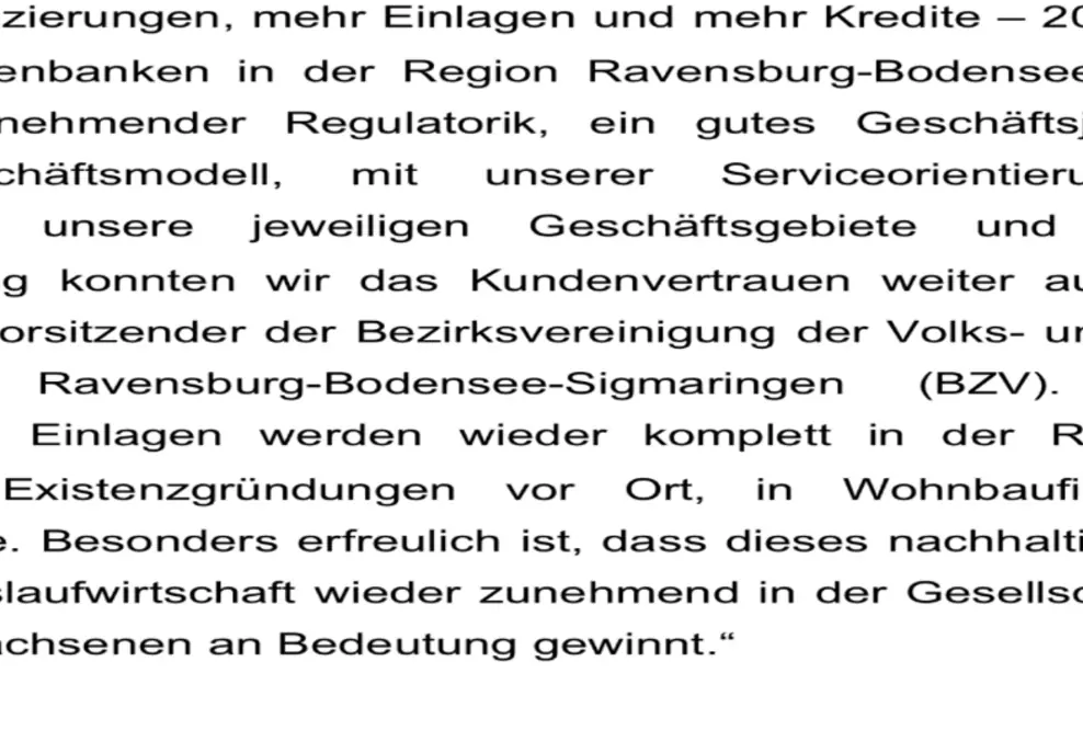Positive Bilanz der regionalen Volks- und Raiffeisenbanken