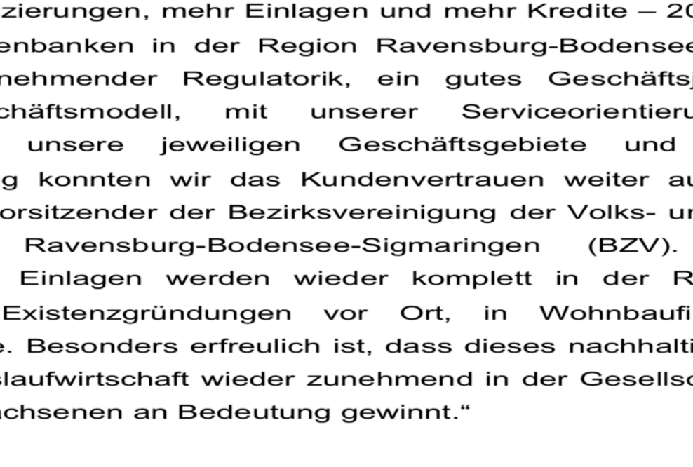 Positive Bilanz der regionalen Volks- und Raiffeisenbanken