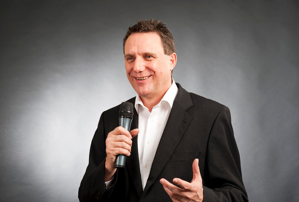 Rednermacher Heinrich Kürzeder spricht auf der GSA Convention