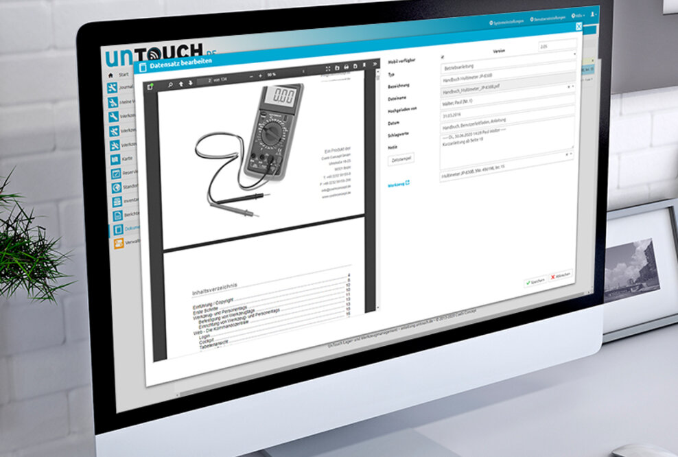 Zentrale Verwaltung von Dokumenten und Wartungsprotokollen mit UnTouch