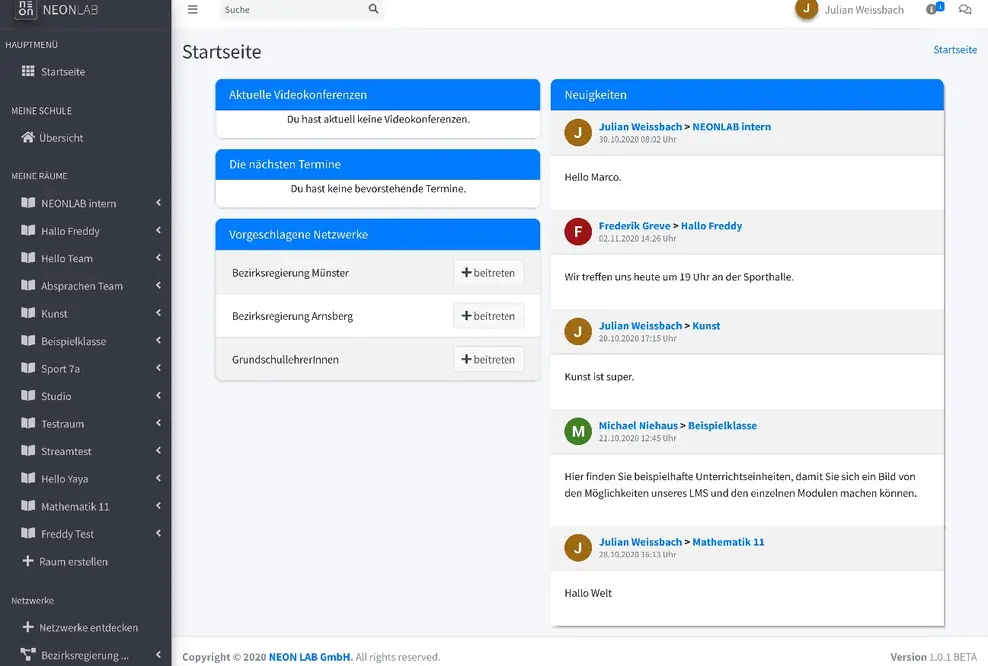 DSGVO-konforme Plattform für Schulen, die Kommunikation und digitalen Unterricht verbindet - NEONLAB ist ab 3. November verfügbar