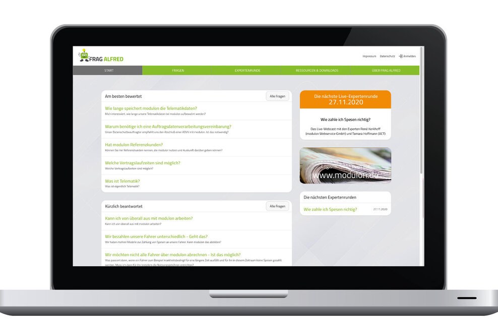 Frag Alfred – Neue Online-Plattform von modulon beantwortet Fragen zu Lohn- und Spesenabrechnung