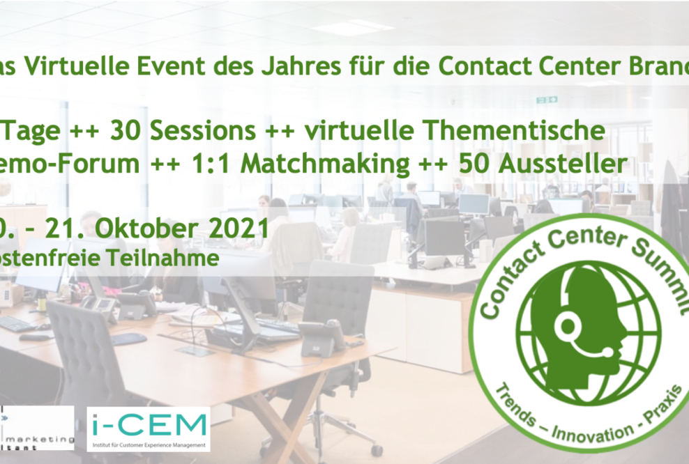 Contact Center Summit 2021 - Das virtuelle Event des Jahres