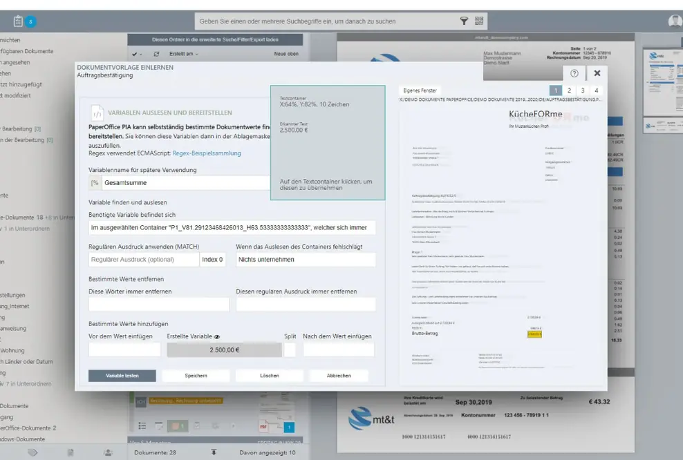 PaperOffice DMS, automatisierte Dokumenten Ablage mit KI PIA
