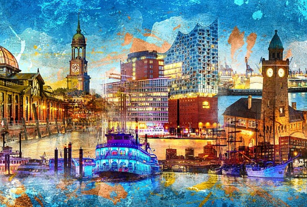 Hamburg-Mosaik aus Shopping-Fans in der Europa Passage Hamburg