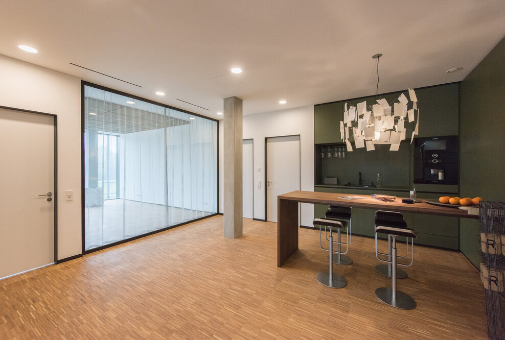 Symbiose Visionäre Architektur mit edlem Türendesign: Schwarz eloxierte Aluminiumzargen für Türen und Verglasungen