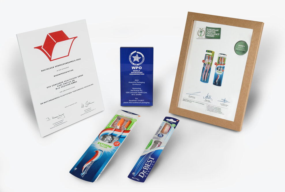 Die plastikfreie Zahnbürstenverpackung wurde nach dem Deutschen Verpackungspreis und dem European Carton Excellence Award nun auch mit dem WorldStar Award ausgezeichnet.