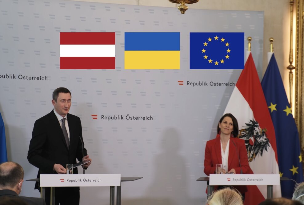 Pressekonferenz Chernyshov/Edtstadler