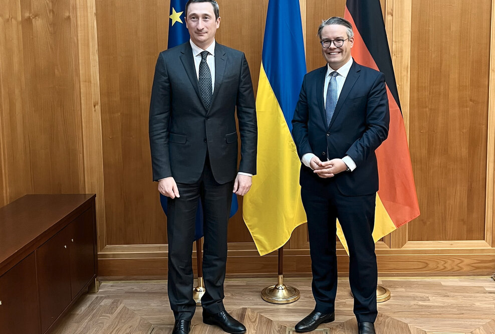 Sonderbeauftragter Oleksej Tschernyschow mit Tobias Lindner, Staatsminister im Auswärtigen Amt