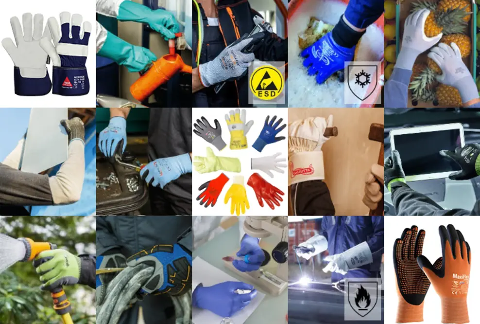 Verschiedene Arten von Arbeitshandschuhen