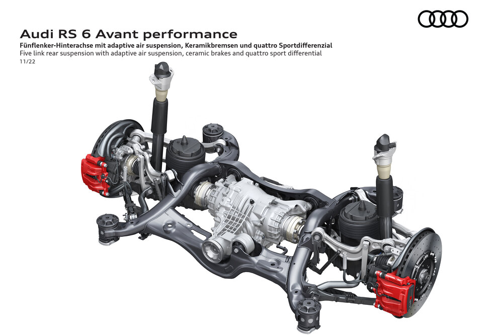 Audi RS 6 Avant performance Fünflenker-Hinterachse mit Dynamic Ride Control, Keramikbremsen und quattro Sportdifferenzial