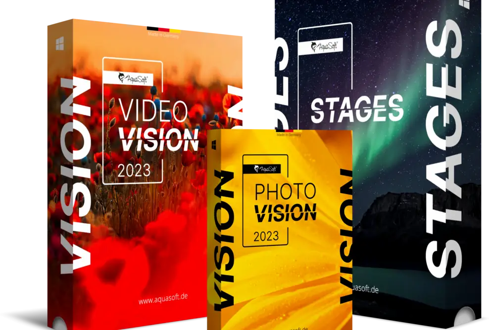 Neu von AquaSoft: Photo Vision, Video Vision und Stages 2023