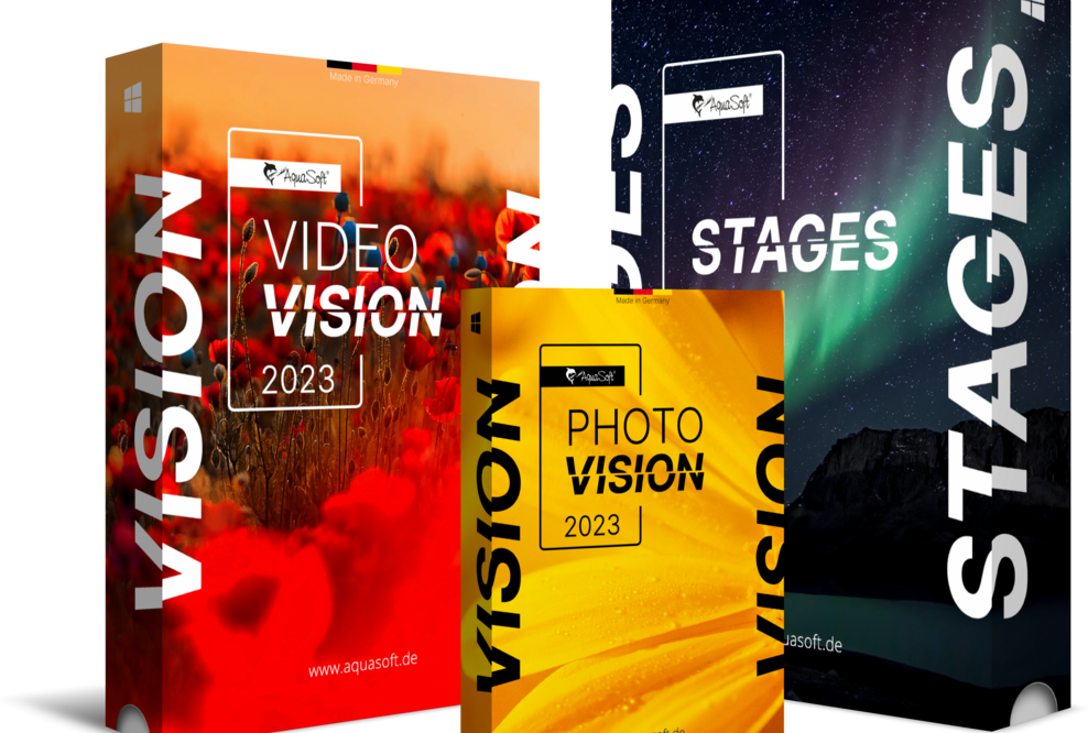 Neu von AquaSoft: Photo Vision, Video Vision und Stages 2023