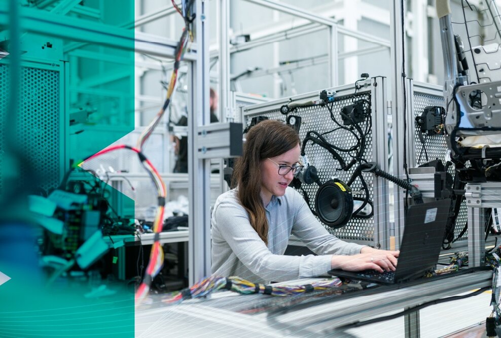 Female electronics engineer runs vehicle tests