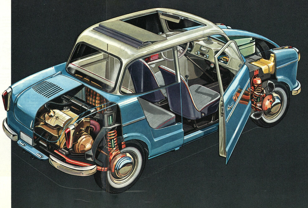 Ein Blick ins Innere des NSU Prinz.