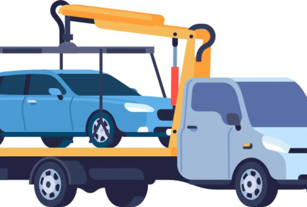 Abschleppwagen transportiert ein Auto