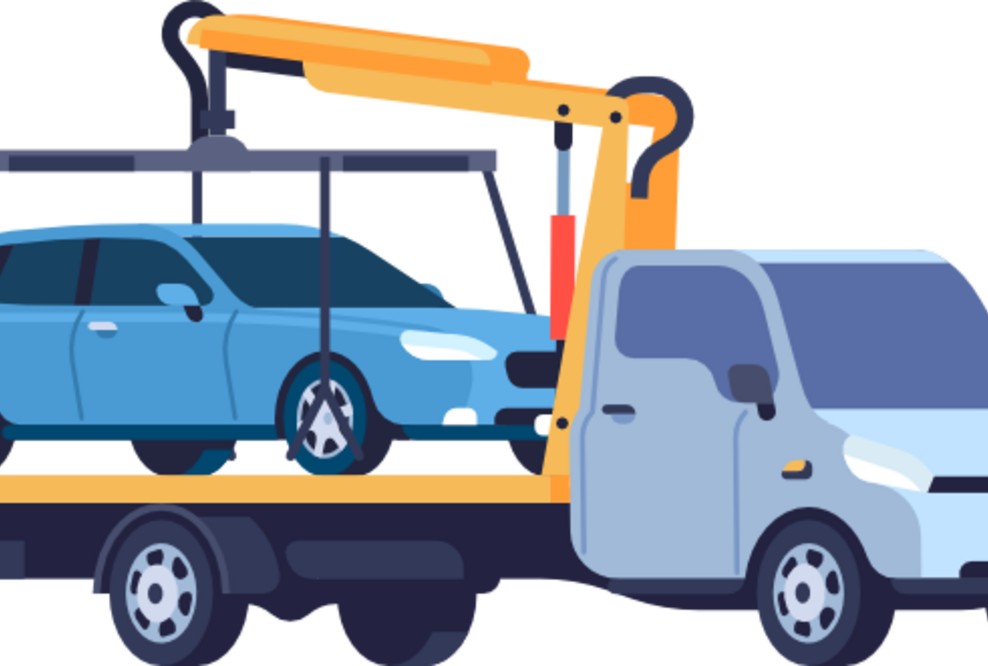 Abschleppwagen transportiert ein Auto