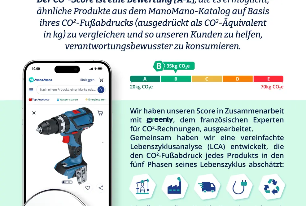 ManoMano kündigt die Einführung des Carbon Score an und bewertet 360.000 Produkte im Katalog nach ihren Umweltauswirkungen