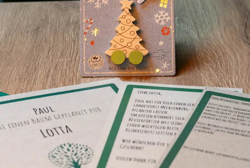 Baumpflanzzertifikate und kleines Geschenk 