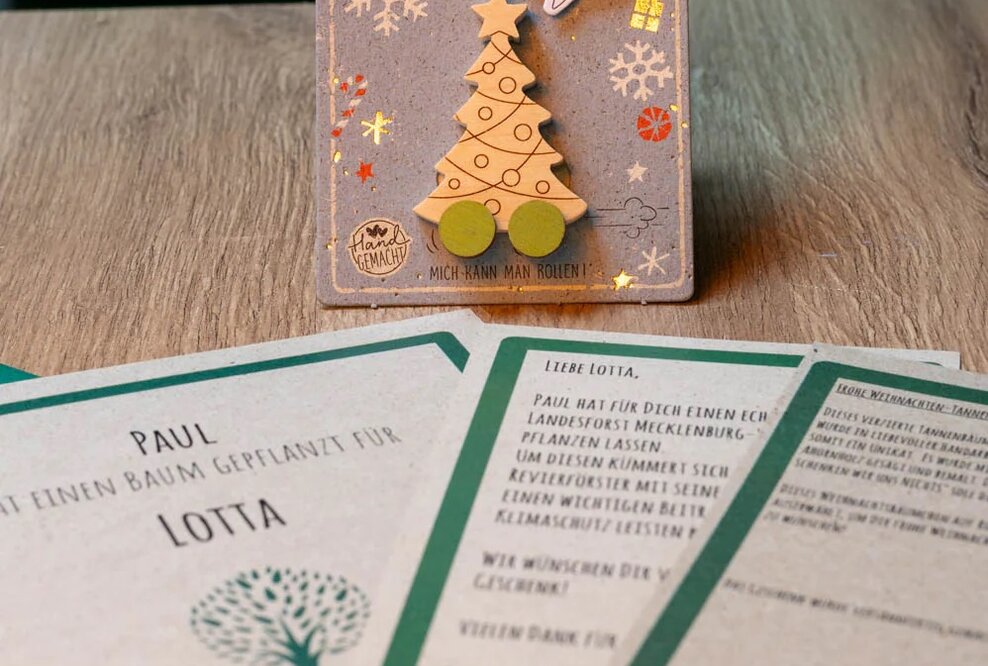 Baumpflanzzertifikate und kleines Geschenk 