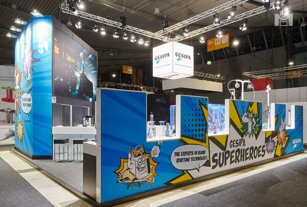 Messestand Gesipa Blindniettechnik, Messe Blechexpo, Messebau ISINGERMERZ