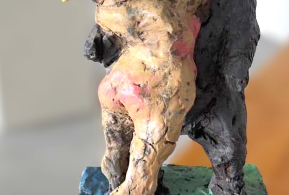 Markus Lüpertz Bronze Skulptur Die Elfe und der tanzende Bär