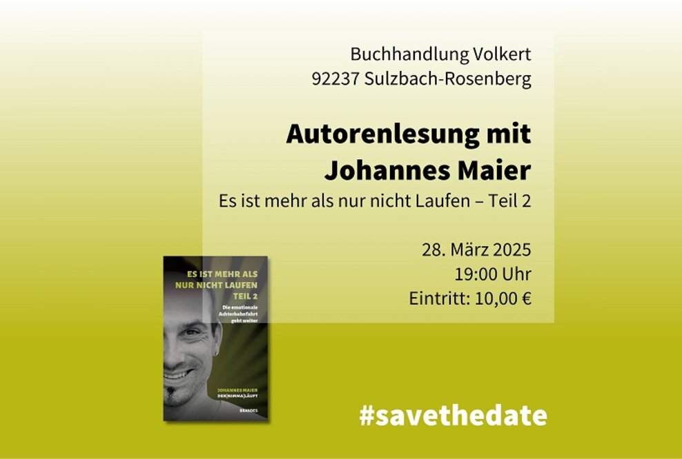Autorenlesung mit Johannes Maier am 28. März 2025 um 19 Uhr in Sulzbach-Rosenberg, Buchhandlung Volkert