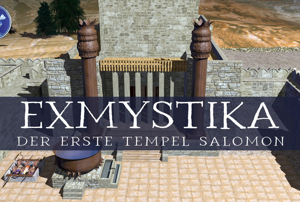 Filmtitel mit dem Tempelnachbau in 3D im Hintergrund