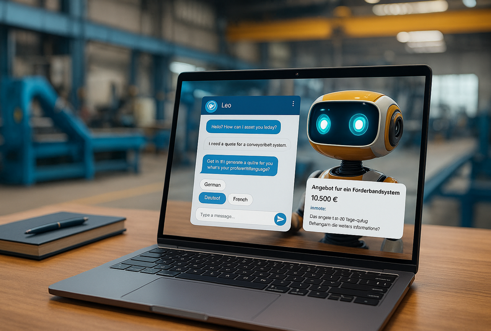 Laptop mit KI Vertriebsassistenten leopard.ki