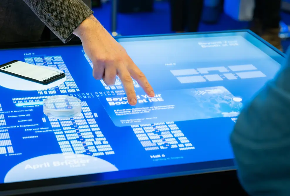 Scape X® Powering the ISE Rebooking Area in 2025. Object Recognition and Multitouch interaction.