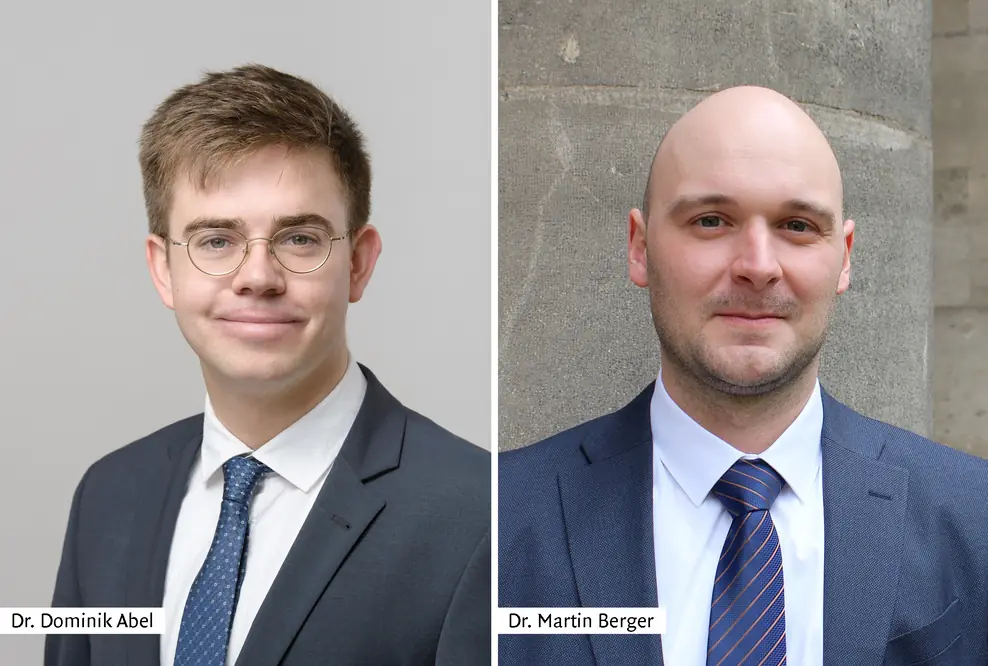 Porträtfotos von Dr. Dominik Abel und Dr. Martin Berger