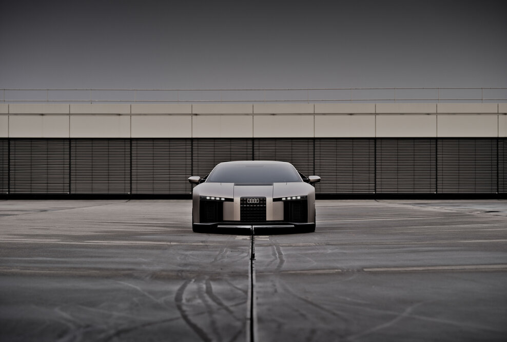Interne Premiere: Der Audi Nuvolari wird auf einer geheimen Dachterrasse im Design Center in Ingolstadt präsentiert.