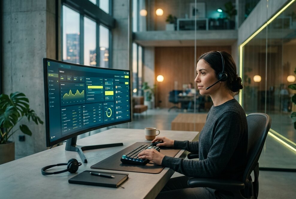 IT Operator vor einem Bildschirm